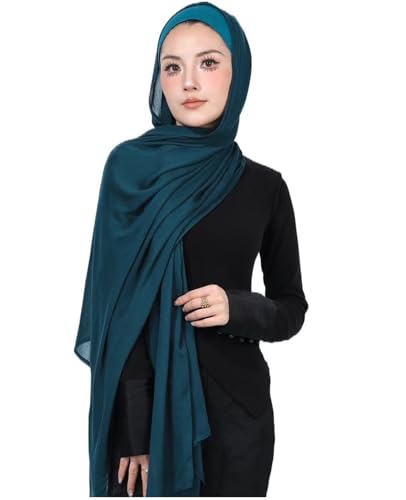 Modal Cotton Hijab Scarf for Women with Undercap Set - color: Teal Blue