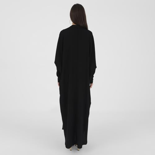 FYMNSI Abayas for Women Muslim Dress Modest Maxi Robe Abaya Kaftan Dresses Eid Prayer Clothes Arabian Islamic Dubai Outfit - color: Black