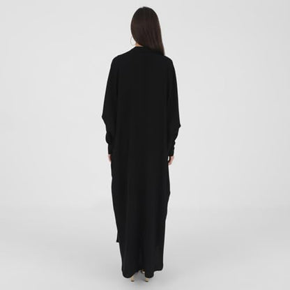 FYMNSI Abayas for Women Muslim Dress Modest Maxi Robe Abaya Kaftan Dresses Eid Prayer Clothes Arabian Islamic Dubai Outfit - color: Black
