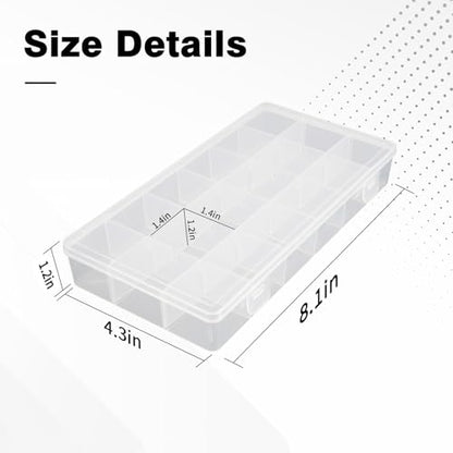 OALCQ Craft Organizers And Storage Box 18 Grids Clear Plastic Bead Organizer With Dividers, Clear Craft Storage for Beads, Earrings, Pills, Jewelry, Screws, Seeds, Small Parts, Hair Ties - size: 18 grids