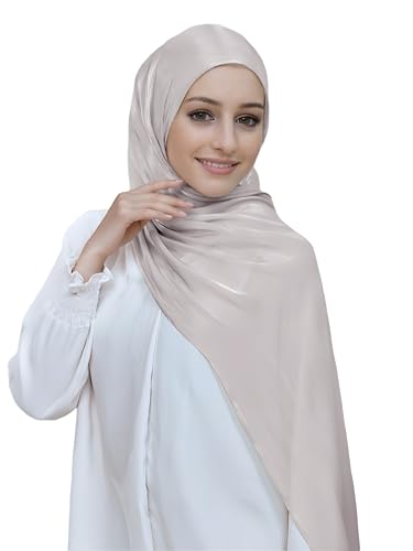 Lina & Lily Sheen Shimmer Women's Crepe Scarf Shawl Wrap Head Hijab Lightweight - color: Light Mink