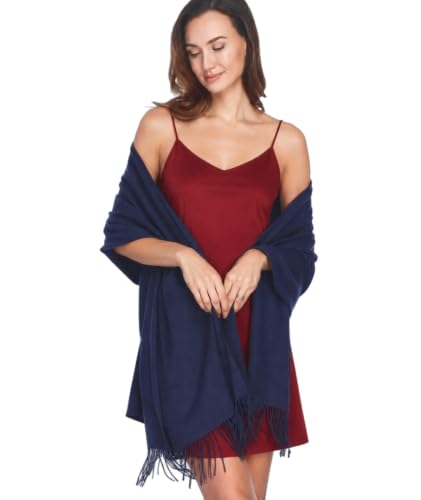 Pashmina Shawl Wraps Scarves Evening Dresses Wedding Bridesmaid for Women - color: 04-navy