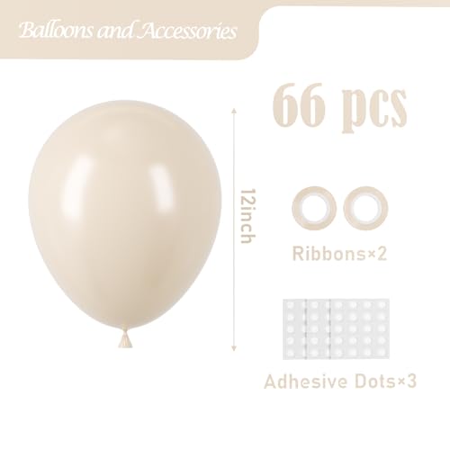Voircoloria 66pcs White Sand Latex Party Balloons, 12inch - color: 01 Sand White, size: 12 inch - 66pcs