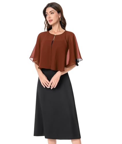 Baoqiya Capelets for women Chiffon Cape Soft Shawls and Wraps For Women - color: Caramel