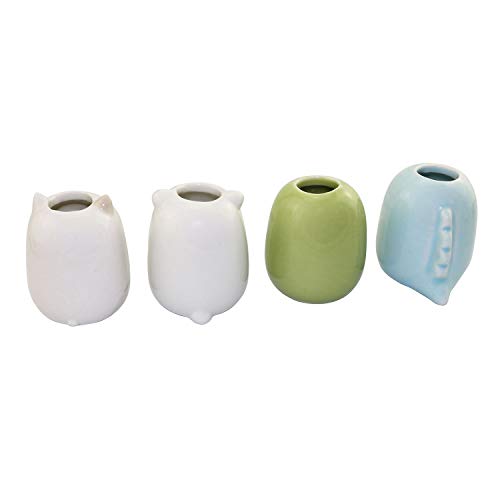 Tegg Mini Toothbrush Holder 4PCS Cute Animal Ceramic Mini Tooth Brush Holder Stand Bathroom Multipurpose Storage Organizer Cotton Swabs Holder