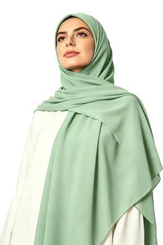 Lina & Lily Premium Chiffon Hijab Head Scarf Shawl Wrap for Muslim Women Square 58'' x 58'' - color: Mint Green