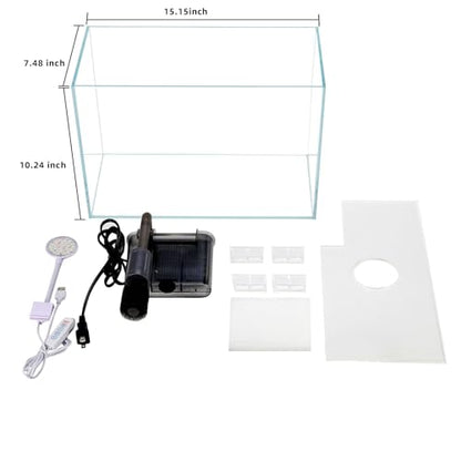 Vimvins 5 Gallon Glass Small Fish Tank with Filter Light and Lid, Betta Aquarium Starter Kits - size: 5 Gallon