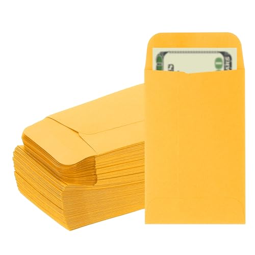 PATIKIL Money Envelope, 100 Pack 3.5" x 2.2" Cash Envelopes Money Holder Bags Budgeting Saving Challenge Letter for Gift Coins Checks Tickets Jewelry Passport Card, Deep Yellow - color: Deep Yellow, size: 3.5" x 2.2"