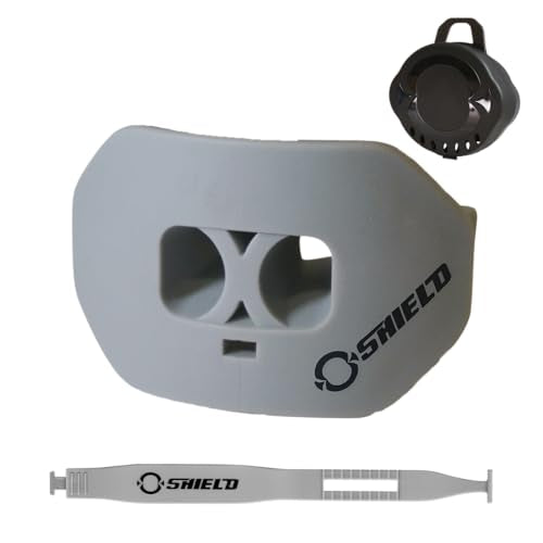 O Shield Core Football Mouth Guard, Detachable Strap | Football Mouth Guard with Detachable Strap — No-Boil Ready Fit, BPA-Free, Brace-Friendly, Includes Carrying Case - color: Grey/Silver
