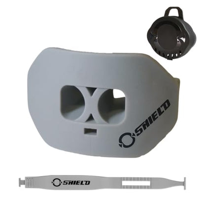 O Shield Core Football Mouth Guard, Detachable Strap | Football Mouth Guard with Detachable Strap — No-Boil Ready Fit, BPA-Free, Brace-Friendly, Includes Carrying Case - color: Grey/Silver