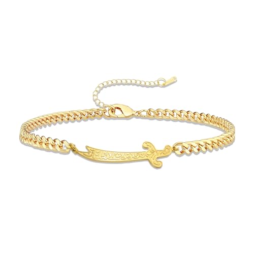 VASSAGO Zulfiqar Bracelet for Women Men Stainless Steel Imam Ali Sword Bracelet Islamic Arabic Braided Rope String Chain Islam Muslim Jewelry - color: gold bracelet