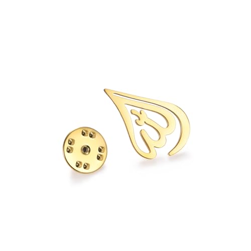 Dreamtimes Islamic Allah Ayatul Kursi Stainless Steel Brooch Pin for Men- Elegant Hijab Pin Muslim Women Jewelry Durable Quran Pendant for Prayer Gift for Eid & Ramadan - color: Gold-1