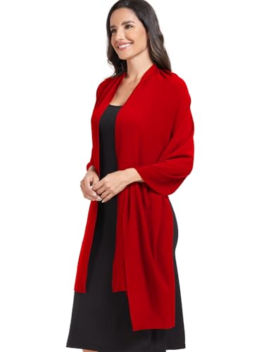 Chiffon Shawl and Wraps for Women Warm Scarves Wedding Evening Bridal Scarfs Pashmina Shawls - color: Red