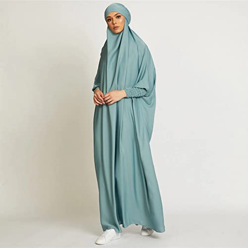 ODIZLI Muslim One Piece Prayer Hijab Dress Women Hooded Abaya Full Cover Islam Dubai Modest Robe - color: Mint Green, size: One Size