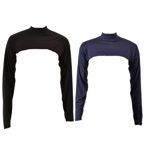 Modal Cotton Sun Protection Sleeves Cover for Women Mslim Islamic Conservative High Collar Vest Long Arm Sleeve Cover - color: Black Navy