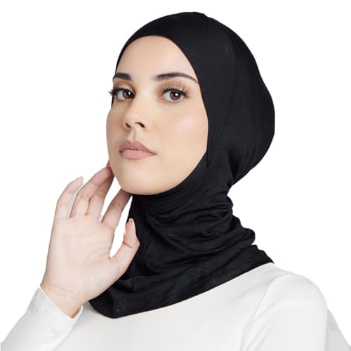 Women Slouchy Beanies Cap Soft Hijab Cap Under Scarf for Women Muslim Jersey Hijab Undercaps(1PC/2PC) - color: Black