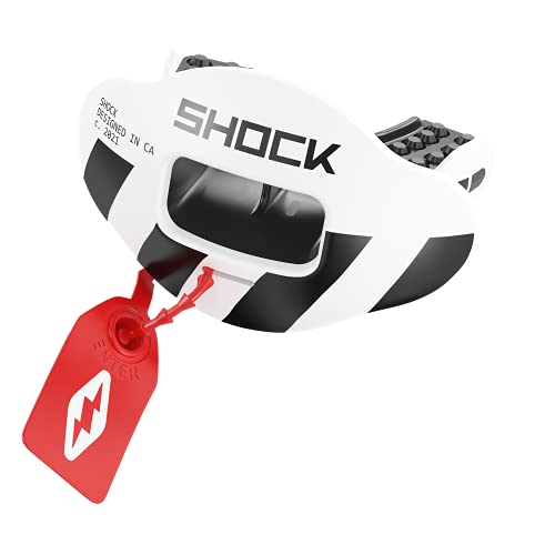 Shock Doctor Lip Guard, Adult and Youth Mouth Guard Football with Strap, Breathable Wide Opening Football Mouthpiece for Youth and Adults OSFA, Shock Doctor Mouth Guards, Max Airflow - color: Stripes
