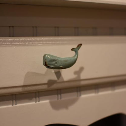 Sea Foam Green Nautical Whale Dresser Pull Blue Drawer Knob Kitchen Cabinet Hardware Coastal Beach Home Decor