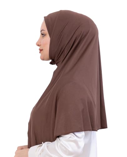 Prien Ready Hijab For Women, One Piece Muslim Instant Turban, Easy To Wear Long Head Scarf, Turkish Islamic Clothes For Abaya - color: Brown