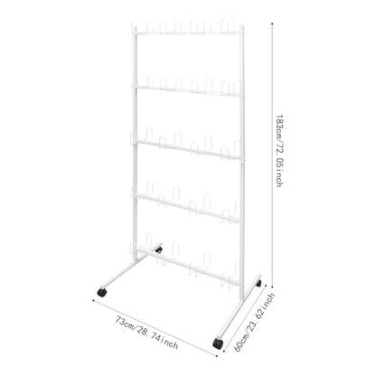 Boxing Gloves Drying Rack with Wheels, 5-Tier Metal Storage Stand Holds 20 Pairs, Freestanding Boxing Glove Organizer for Gym Home Training Room, White
