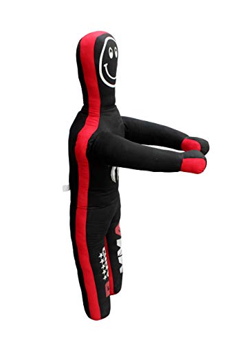 Kids Grappling Dummy for Self Defence Training BBJ Wrestling Kick Boxing Practice Dummies (4 FT 48 in) UNFILLED, None, Black and Red