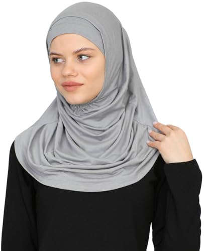 Prien Chic Ready To Wear Hijab For Women, Muslim Long Turban Undercap Set, Instant Scarf, Prayer Clothes For Girls, Abaya - color: Grey