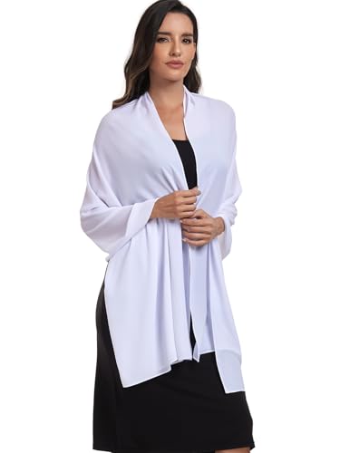 Chiffon Shawl and Wraps for Women Warm Scarves Wedding Evening Bridal Scarfs Pashmina Shawls - color: White