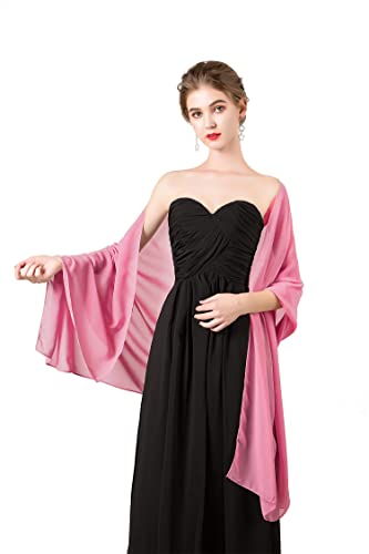 Shawl and Wrap for Evening Dresses Wedding Sheer Scarfs Women Scarve - color: Peach Pink, size: One Size