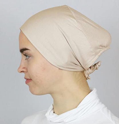 Modefa Islamic Women's Non-Slip Cotton Hijab Bonnet Cap Underscarf - color: Beige