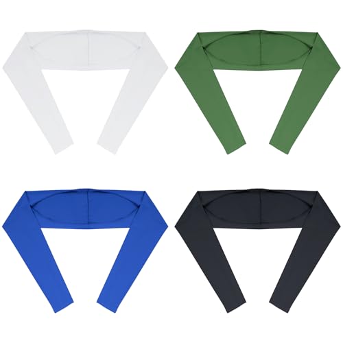 Yookat 4 Pieces Cooling Shawl Golf Cooling Shawl Arm Sleeve Sun Protection Golf Shrug for Women Men Outdoor Sports - color: Black, White, Green, Blue