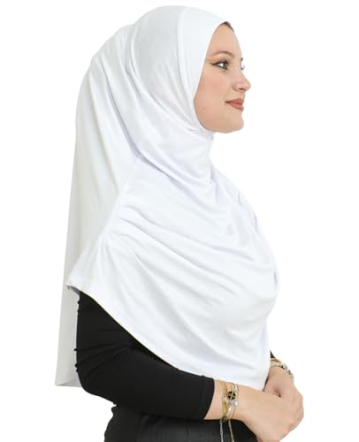 Prien Ready To Wear Hijab For Women, Instant Turban, Soft Muslim Scarf For Prayer, Long Hijabs, Islamic Clothes, Jersey Abaya - color: White