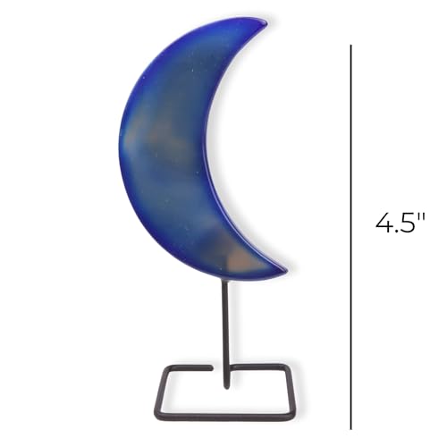 Needzo Blue Agate Crescent Moon, Meditation and Yoga Accessories, Tabletop Decorations, 4.5 Inches