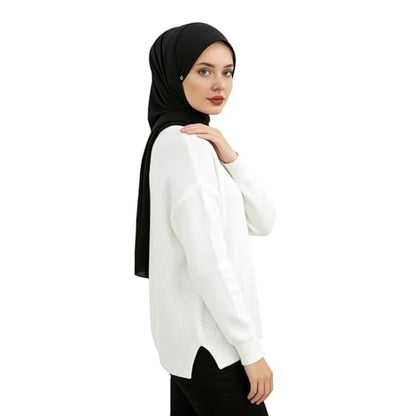 Yeieeo Muslim Inner Hijab With Button Cap for Women Turban Underscarf Undercap Bonnet Islamic Jersey Tube Caps - color: Black