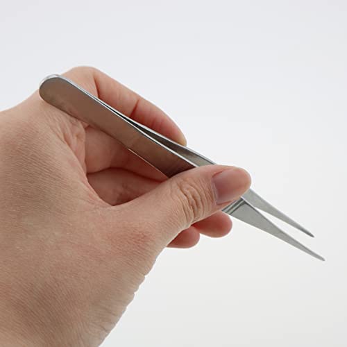 2pcs Stainless Steel Lab Tweezers High Precision Forceps 5.5" Fine Strong Straight/Curved Point Tweezers