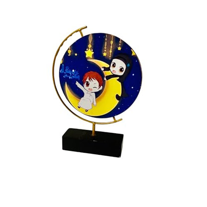 Eid Mubarak Kids Gift Set - 4pc Tabletop Double-Sided Decor, 12 Large Eid Balloons + LED Pendant Keychain 7.5”x5.5” (Kids) - color: Kids