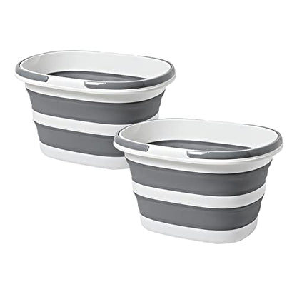 Goderewild Large Collapsible Bucket 16L Two-Pack - Upgraded, Lightweight & Portable Water Bucket for House Cleaning, Camping, Storage - Space-Saving & Multiuse Cleaning Mop Bucket - Grey (2 Pack) - color: New Grey2