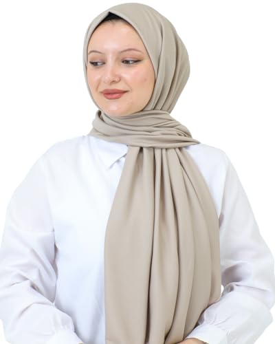 Prien Hijab For Women Muslim Lightweight Scarf Head Scarves For Girls Islamic Long Headscarf Chiffon Shawl Prayer Set Ramadan - color: Light Mink