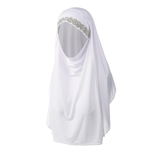OhMill Instant Hijab Ready to Wear Jersey Hijab Scarf for Women Khimar Hijabs One Piece Hijabs Muslim Instant Turbans - color: White