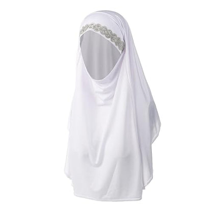 OhMill Instant Hijab Ready to Wear Jersey Hijab Scarf for Women Khimar Hijabs One Piece Hijabs Muslim Instant Turbans - color: White