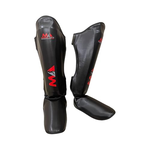 Muay Thai Shin Guards, Shin Pad for Martial Arts, Kick Boxing Leg Instep Protection Pads for Sparring, MMA Kickboxing Taekwondo Professional Training Equipment Gear - size: Large