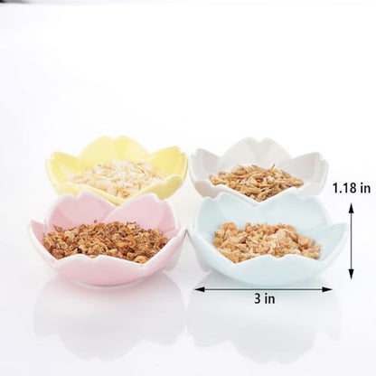 4 Pack Ceramic Food & Water Bowls Dual Dish Reptile Feeding Set for Hermits Crabs, Lizards, Geckos, Small Snakes and Snails