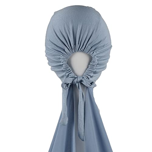 Instant Chiffon Hijab with Tie Back Under Cap Solid Color Soft Chiffon Scarf With Hijab Inner Caps For Muslim Women - color: Forever Blue