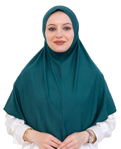 Prien Ready Hijab For Women, One Piece Muslim Instant Turban, Easy To Wear Long Head Scarf, Turkish Islamic Clothes For Abaya - color: Emerald