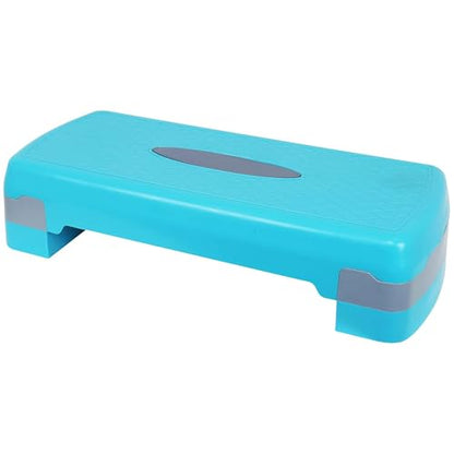 Fitvids Aerobic Step Platform Trainer with Adjustable 2-Level Risers, 400 Pound Weight Capacity – Non-Slip Exercise Stepper - color: Blue/Gray