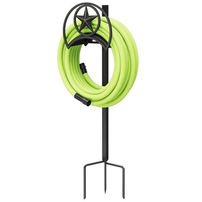 GOFORWILD Garden Hose Holder, Star Decorative, Durable Wall Hose Hanger, Hose Reel, Holds 125-Feet of 5/8-Inch Hose, Made of Gauge Steel - size: freestanding