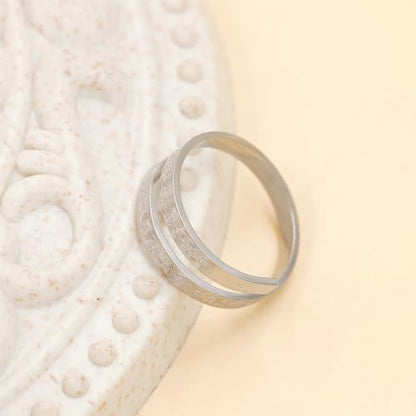 Ayatul Kursi Ring - Elegant Openable Ring for Women, Crafted from Durable Stainless Steel, Features Beautiful Arabic Calligraphy, Perfect for Muslim Women LCS-YA4978 - color: White