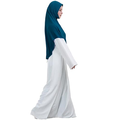 Instant Hijab 여성용 무슬림 부드럽고 신축성 있는 기도 히잡 이슬람 두바이 중동 단색 헤드스카프 - color: 피콕 블루