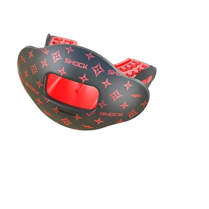 Shock Doctor Football Lip Guard Mouthpiece with Strap – Breathable, Wide Opening – Adult & Youth OSFA - color: Black/Red Lux