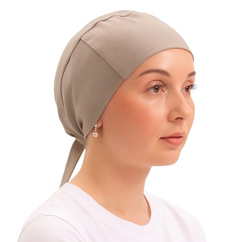 FabNest Women Hijab Undercap Islamic Muslim Under Scarf Hats Bonnet with Tie Back Non-Slip Breathable and Snug-Fit - color: Soft Mocha (1 Pcs)