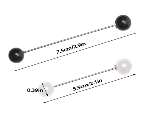 Pearl Brooches Pins Penta Angel 4 Pieces Sweater Shawl Clip Clasp Faux Pearl Safety Pins for Women Shirts Blouse Cinch Dresses Cardigan Collar Pants (Black and White) - color: Black and White